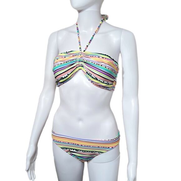 Pastel Striped  Bandeau Bikini  Set - Picture 1 of 6